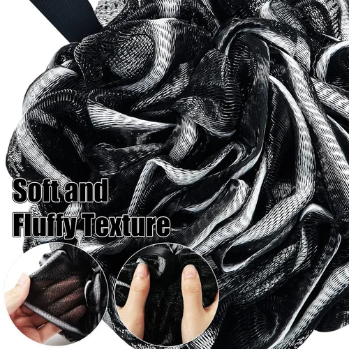 Miniatura 5 de Shellwei 32 esponjas de baño a granel de esponja de ducha a granel de 2.16 oz para hombres, negro grande de carbón, esponja de ducha de malla