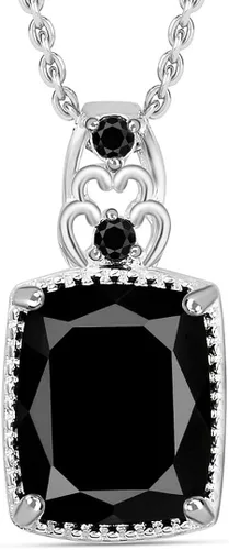 Shop LC - Collar con colgante negro para mujer, chapado en platino, plata de ley 925, cadena única de 20 pulgadas, No es una piedra preciosa