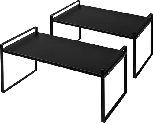 Miniatura 10 de Nxconsu Paquete de 2 estantes apilables para gabinete, organizador elevador para armario de cocina, despensa, encimera, organización del hogar