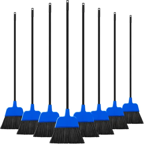 Miniatura 8 de 8 escobas para exteriores para limpieza de suelos, escoba comercial resistente, mango largo, escobas angulares para cocina, hogar, barrido, Rojo