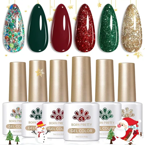 Miniatura 30 de Born Pretty Esmalte de uñas de gel de color ámbar cristal marrón naranja burdeos rojo negro para otoño e invierno, esmalte de uñas transparente