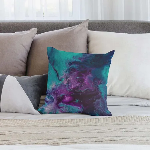 Miniatura 5 de Funda de almohada de terciopelo nebuloso de galaxia, turquesa, morado, verde azulado, funda de almohada cuadrada, decoración del hogar para cama