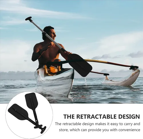 Miniatura 5 de LIOOBO Telescopic Kayak Paddle - 2Pcs Plastic Aluminum Canoe Oar, Boating Accessories River Tubing Paddles Negro