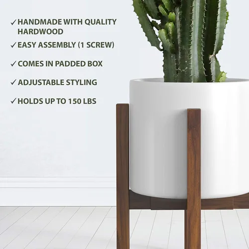 Miniatura 10 de Soporte de plantas moderno de mediados de siglo - Se adapta a macetas grandes de 12 y 13 pulgadas (NO incluidas) - Soporte de madera hecho a mano