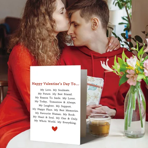 Miniatura 5 de OJsensai Happy Poem Tarjeta de San Valentín para él y ella, regalos de San Valentín, dulces ideas de regalo de Vday para marido y esposa