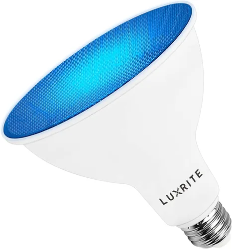 LUXRITE Bombilla LED PAR38 azul de inundación, 8 W (equivalente a 45 W), bombilla LED azul de inundación, clasificación húmeda, certificación UL,