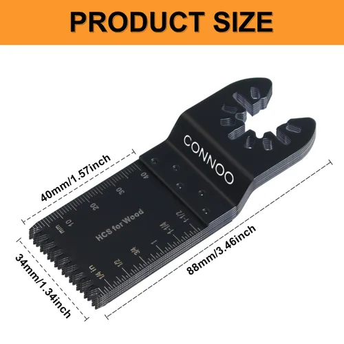 Miniatura 7 de CONNOO Paquete de 120 hojas de sierra oscilantes, cuchillas oscilantes multiherramienta para madera y plástico, dientes largos japoneses, kits