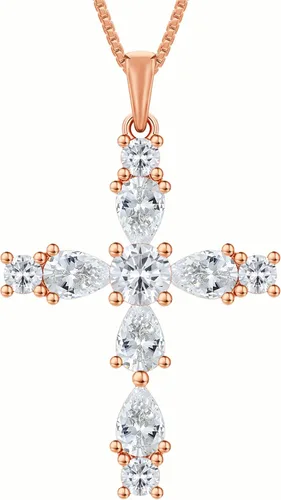 Miniatura 138 de YL Collar de cruz de plata de ley 925 con colgante de piedra natal religiosa para mujer