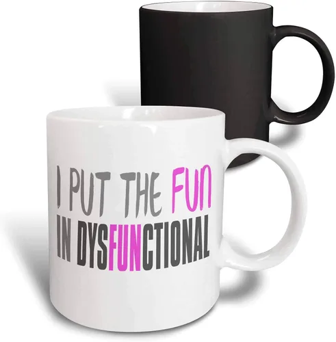 Miniatura 10 de 3dRose I Put The Fun In Dysfunctional 11oz Two-Tone Black Mug