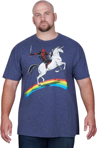 Miniatura 2 de Marvel Camiseta Deadpool Riding A Unicorn On A Rainbow Brezo Azul Marino