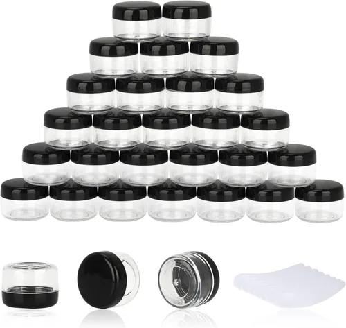 100 piezas de 5 gramos Envases de muestra, tarros vacíos de 5 ml con tapas, envases cosméticos pequeños, tarros de muestra mini con 8 piezas de mini