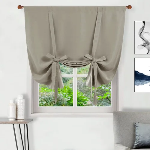 Miniatura 13 de DWCN Cortinas Opacas - Persiana Enrollable con Lazos para Ventana, Aislamiento Térmico, Oscurecimiento de Habitación, Cortinas con Bolsillo