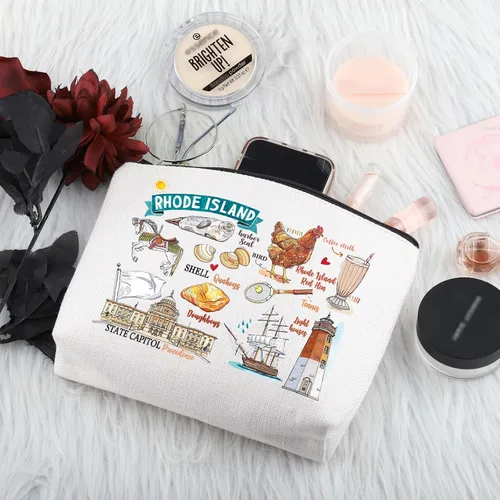 Miniatura 3 de PWHAOO Rhode Island State Souvenirs Gift Rhode Island Bolsa de maquillaje Rhode Island Bolsa de cosméticos para el hogar Rhode Island Turismo