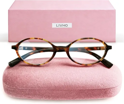 livho Blue Light Glasses for Women – Y2K Aesthetic Frame with Blush Pink Case, 90s Vibe for Screen Time Blue Light Blocking