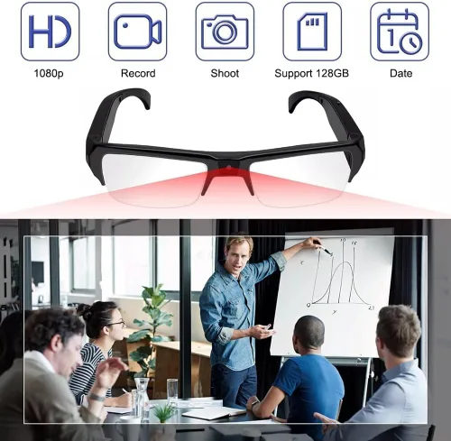 Miniatura 2 de LIMIETE - Lentes espía de 128 GB – Lentes de cámara oculta HD de 1080p, sin WiFi, marco ligero de 1.34 oz, grabación de 95 minutos, enchufar y usar