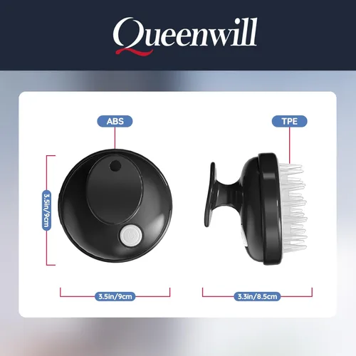 Miniatura 7 de Masajeador de pelo eléctrico de mano, masajeador inalámbrico para el cuero cabelludo, masajeador portátil para rascar la cabeza con 2 modos de Negro