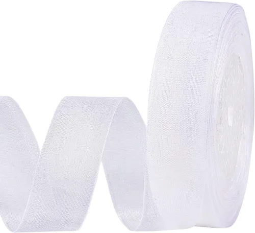 Miniatura 16 de molshine Cinta de organza transparente brillante de 50 yardas x 1 pulgada, cintas de tela de gasa para ramos de guirnaldas, lazo, boda, envoltura