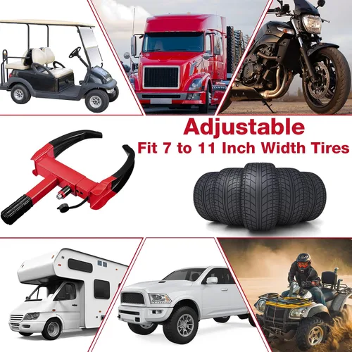 Miniatura 3 de 3 piezas de bloqueo de rueda para automóviles, bloqueo de rueda de remolque resistente, universal de seguridad antirrobo, abrazadera para neumáticos