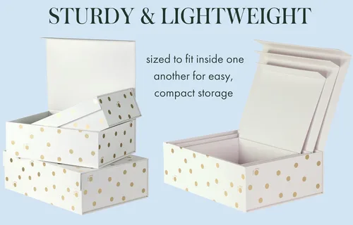 Miniatura 4 de kate spade new york Cajas de almacenamiento decorativas con tapas, paquete de 3 contenedores organizadores resistentes, incluye cajas anidables