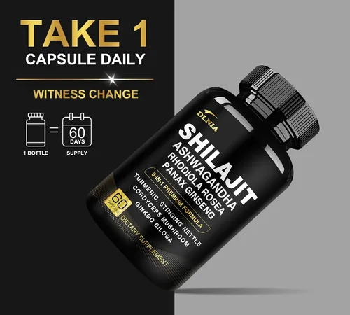 Miniatura 5 de DLNIA Shilajit 8 en 1 para hombres y mujeres con suplemento orgánico del Himalaya Ashwaganda con Rhodiola Rosea, ginseng, cúrcuma, hongos