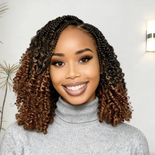 Miniatura 23 de Goddess Box Braids 1B3330 - Trenzas de ganchillo bohemias de 10 pulgadas para mujeres negras, paquete de 7 paquetes de trenzas bohemias preenlazadas