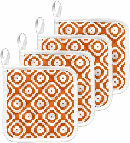 Miniatura 18 de Juego de 2 soportes para ollas de coral oceánico para cocina, platos para horno, almohadillas a prueba de calor con lazo para colgar, agarraderas