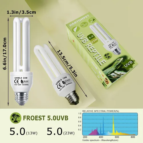 Miniatura 2 de UVB 5.0 - Lámpara lineal de 13 W, lámpara fluorescente compacta, luz UVA-UVB para terrarios tropicales y subtropicales, ideal para reptiles
