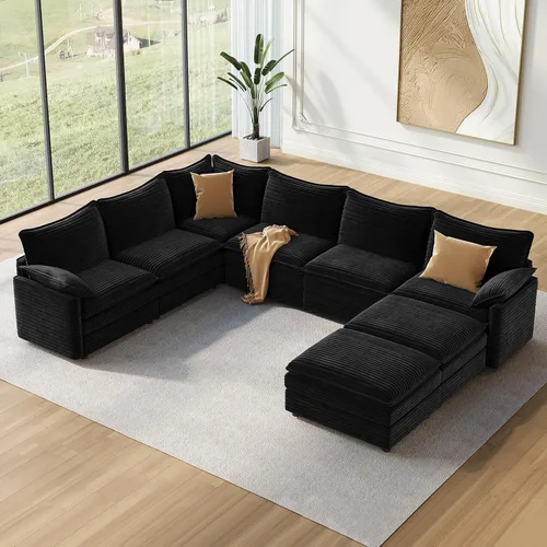 Miniatura 38 de Vesgantti Sofá modular de 108 pulgadas, cómodo sofá de nube con asiento profundo otomano movible, sofá modular en forma de L, sofás seccionales