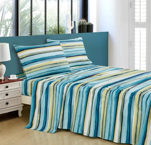 Miniatura 28 de Chezmoi Collection Juego de sábanas geométricas Lodge de 3 piezas tamaño Twin - Multicolor azul con estampado de diamante, microfibra cepillada