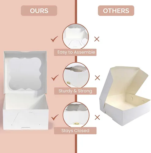 Miniatura 4 de Leafiew Paquete de 30 Cajas de Panadería de 6x6x3 con Ventana – Cajas Pequeñas para Galletas para Regalo – Cajas de Golosinas para Pastel Pequeño