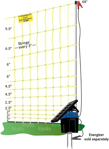 Miniatura 3 de Premier 1 Red eléctrica portátil para pollo con postes incorporados, 48 pulgadas de alto x 164 pies de largo, valla amarilla para aves de corral