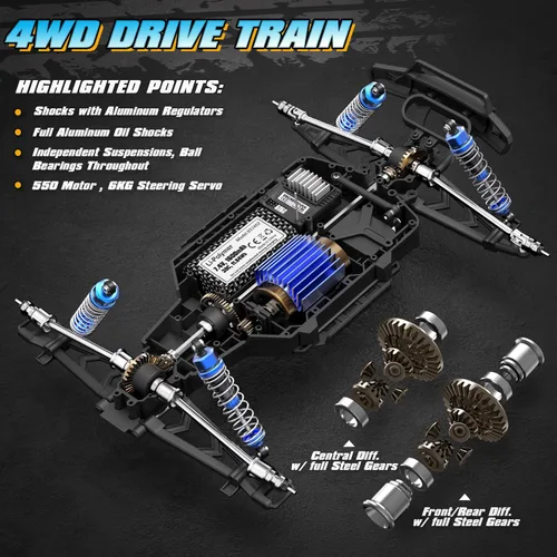 Miniatura 2 de Camión de Control Remoto 2995 Escala 1:12 RC Buggy Motor 550 Versión Mejorada 42KM/H Alta Velocidad Coches RC, Eléctrico 4X4 Todoterreno Camiones RC