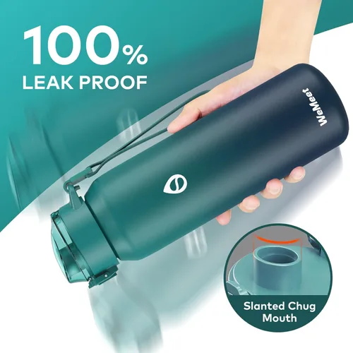 Miniatura 6 de WEMEET Botella de agua de 32 onzas con popote extraíble y tapa de boquilla, dos maneras de beber, botella de agua aislada de acero inoxidable 18/10