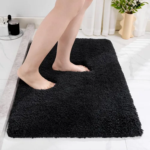 Miniatura 13 de Disolla Alfombras pequeñas para baño 17x24 antideslizante, alfombra de baño blanca esponjosa para el suelo del baño, lavable a máquina, alfombra