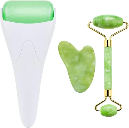 Miniatura 9 de AECW Rodillo de jade + rodillo de hielo) Rodillo de hielo 2 en 1 para alivio de la hinchazón de la cara y los ojos y rodillo de jade para cara