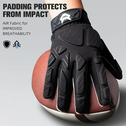 Miniatura 3 de WVVOU Guantes de fútbol americano acolchados, guantes de receptor acolchados antideslizantes, guantes de línea de fútbol americano