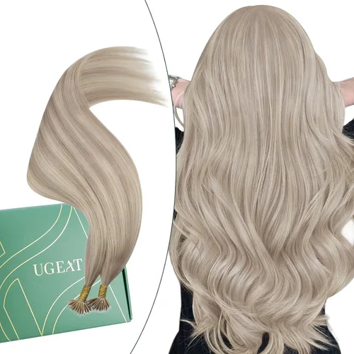Miniatura 18 de Ugeat - Extensiones de cabello humano con microanillo, 14 pulgadas, extensiones de cabello Remy con microcuentas de 1 gm/hebra, 50 gms, extensiones