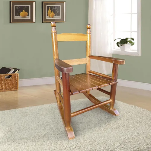 Miniatura 10 de Mecedora para niños, mecedora para niños, mecedora para niños pequeños, mecedora de porche con construcción clásica de madera dura, para guardería