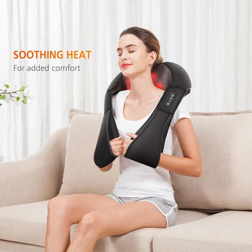 Miniatura 3 de Snailax Masajeador de cuello con calor, masajeador Shiatsu para aliviar el dolor de tejido profundo, almohada masajeador de hombros para espalda