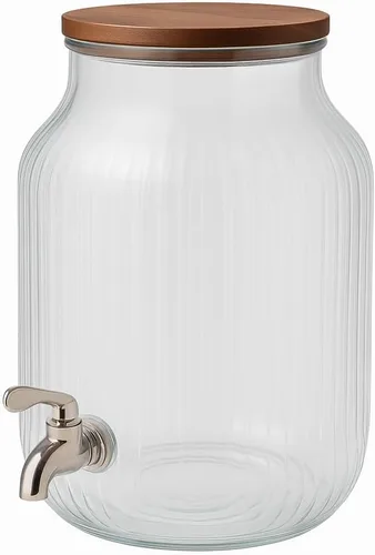 Dispensador de bebidas de plástico de doble pared de 2 galones con espita y tapa, contenedor de bebidas transparente para agua, limonada, té helado,