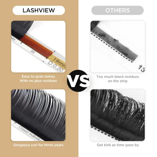 Miniatura 3 de LASHVIEW Extensiones de pestañas, extensiones de pestañas clásicas y extensiones de pestañas planas elipse, grosor de 0.15, rizo C de 0.315-0.591
