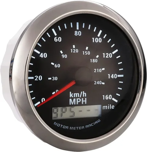Miniatura 2 de MOTOR METER RACING W Pro 85mm 3-3/8" Velocímetro GPS Digital Odómetro 160 MPH/240 KMH Impermeable Dial Negro LED Blanco para Coche, Camión, Barco