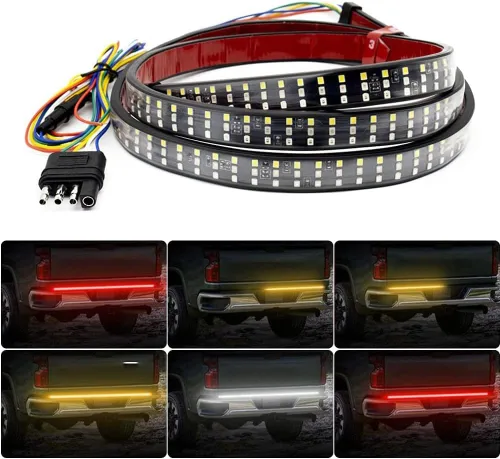 Miniatura 7 de Barra de luz trasera de 48 pulgadas, barra de luz trasera de triple fila para camioneta, remolque, SUV, camioneta, función completa, freno rojo