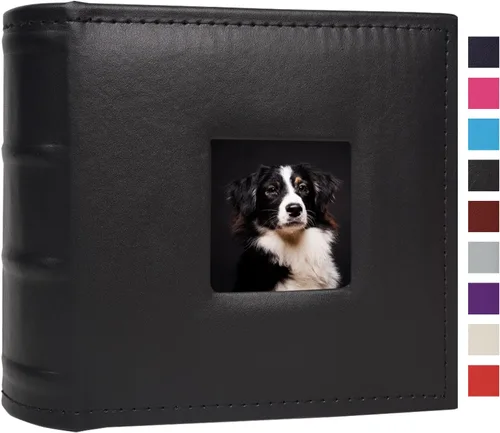 Álbum de fotos pequeño de 4 x 6 pulgadas, 100 bolsillos con espacio de escritura, cubierta de cuero, libro de fotos con capacidad para fotos de 4 x