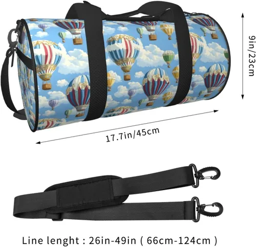 Miniatura 2 de Large Duffle Bag for Travel - Retro Hot Air Balloon Print Gym Bag for Women Men, Travel Foldable Bags for Women Men with Zippered Multiple Pockets