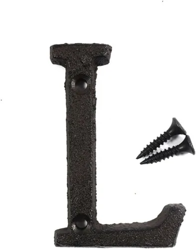 Letras del abecedario de 3" en metal de hierro fundido decorativas, estilo clásico, para colgar letreros de pared, dirección, nombre, letrero con la