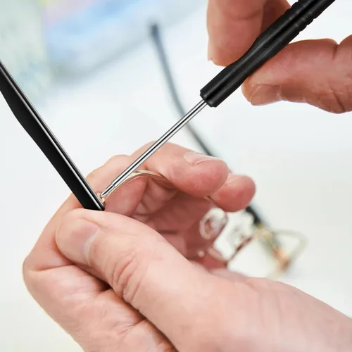 Miniatura 7 de 1 par de lentes de repuesto para lentes universales de repuesto para lentes negros, brazos, piernas, kit de reparación de cristales delgados