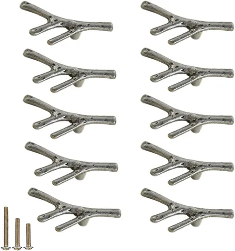 Miniatura 26 de 4 Piezas Tiradores de Rama Vintage Pomos de Gabinete Rama de Árbol Manija de Tirador, 3.8" CC Manija de Cajón de Aleación de Zinc para Casa de Campo
