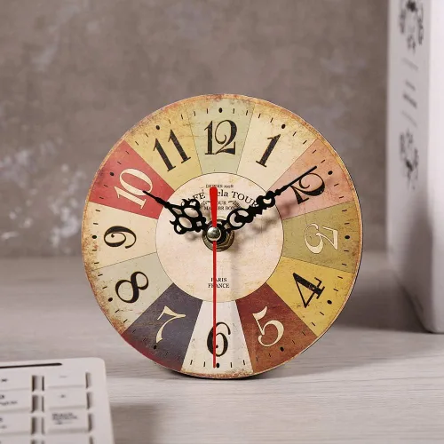 Miniatura 4 de Haofy Reloj de pared vintage redondo extra pequeño de 4.7 pulgadas, silencioso, funciona con pilas, reloj de pared de madera antigua para cocina