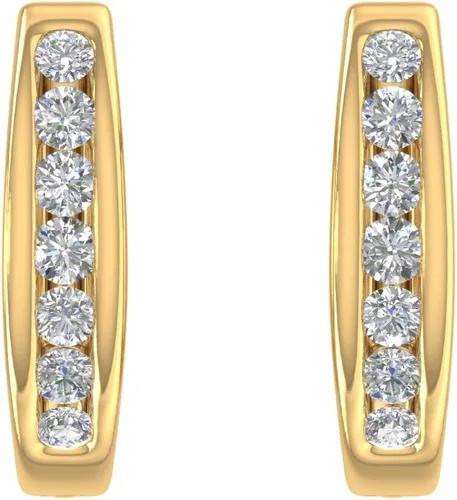 Miniatura 2 de Aretes de aro de diamantes con diseño de canal de 14 quilates en oro de 10 quilates, con certificación IGI